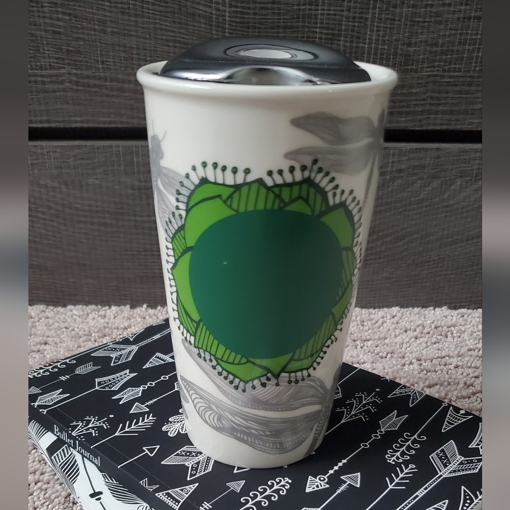 STARBUCKS 2014 12oz Dragonfly Ceramic Travel Cup